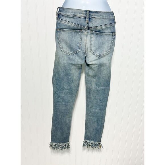 Free People Frayed Hem Distressed‎ Mid Rise Skinny Jeans Blue Stonewash Size 24 - Picture 11 of 11